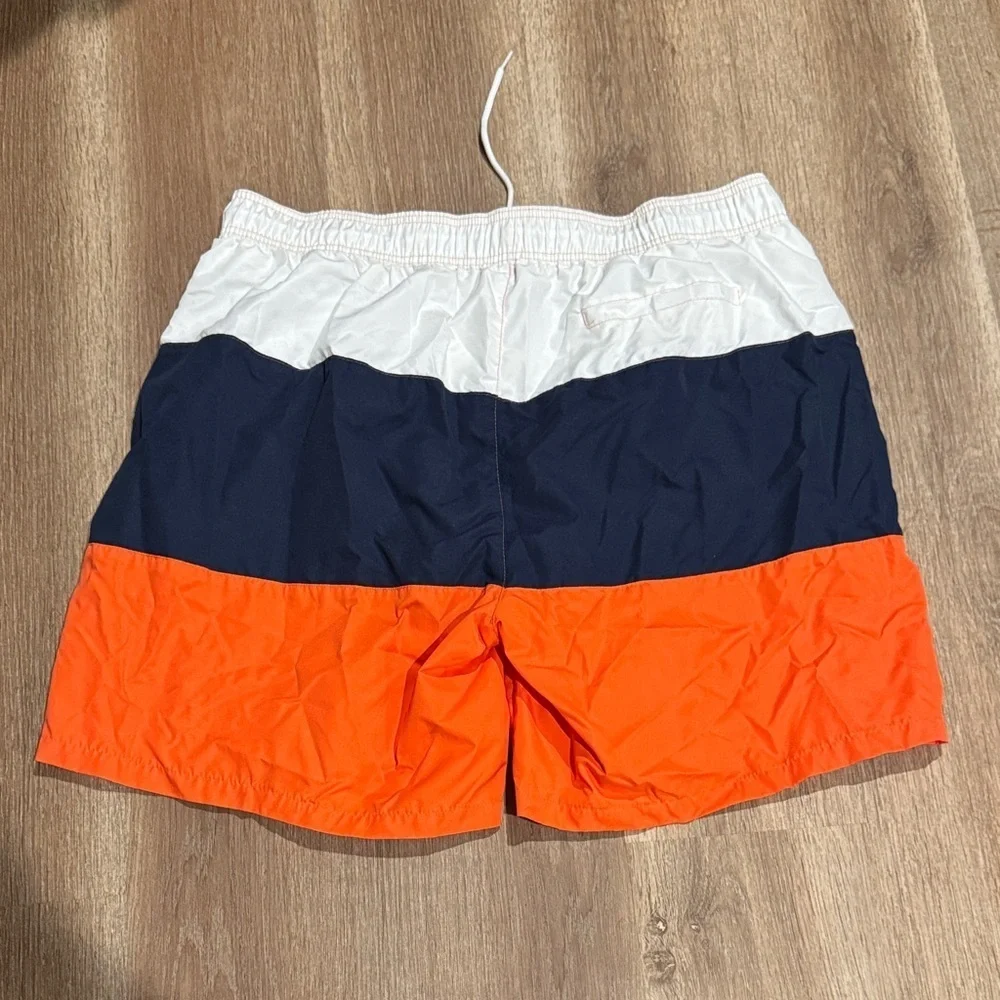 Broncos Men's Orange and Blue Swim Board Shorts